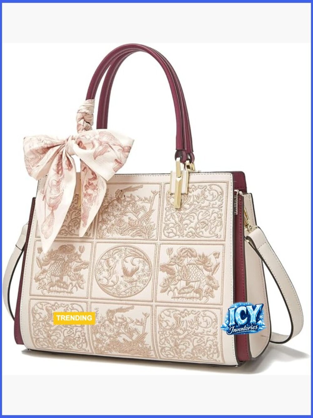 Genuine Leather Satchel Tote Bag with Adjustable Shoulder Strap